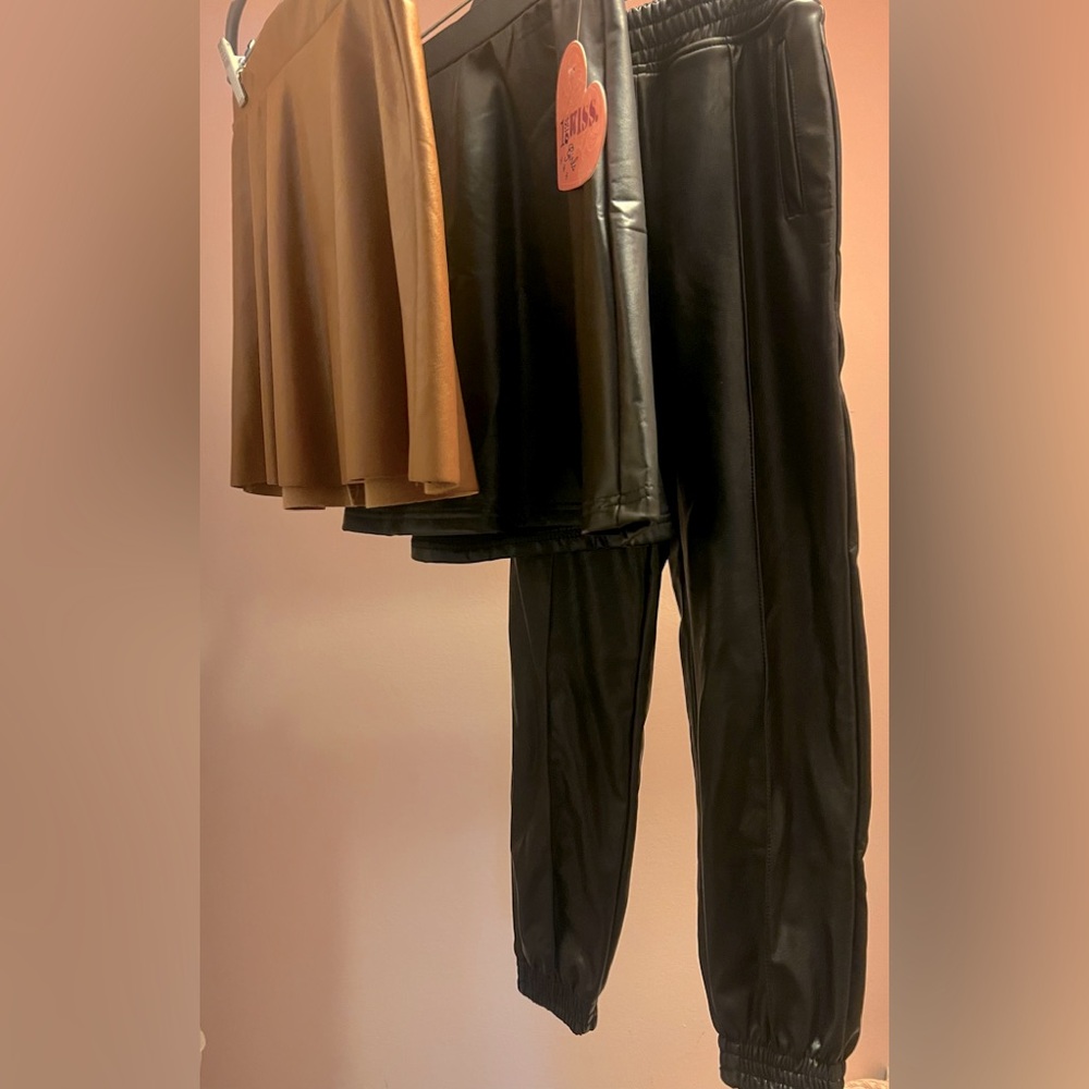 Girls Faux Leather Lot, Size 7-8